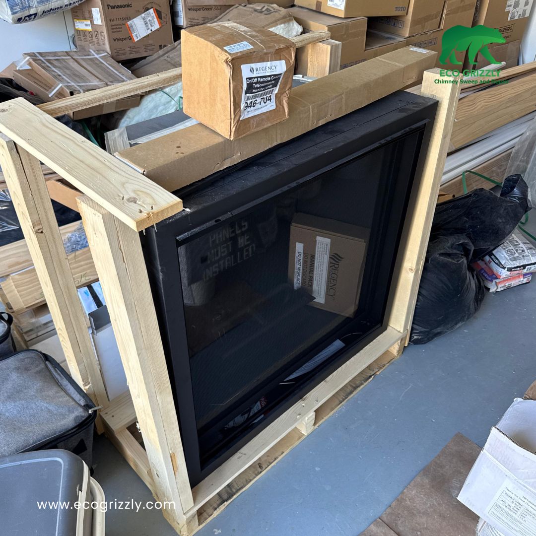 Completed fireplace insert installed and operational in a Pasadena living room